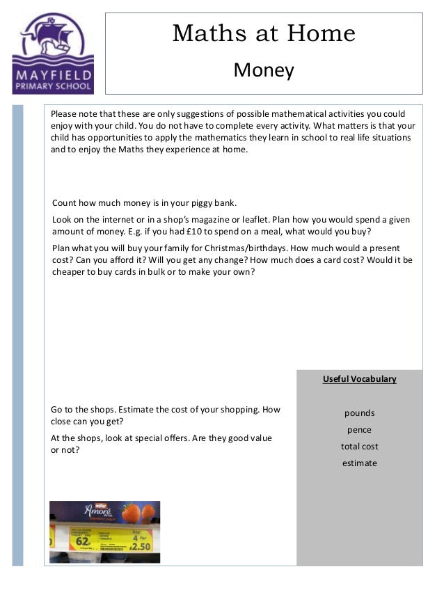 Maths at home ideas Maths at home ideas